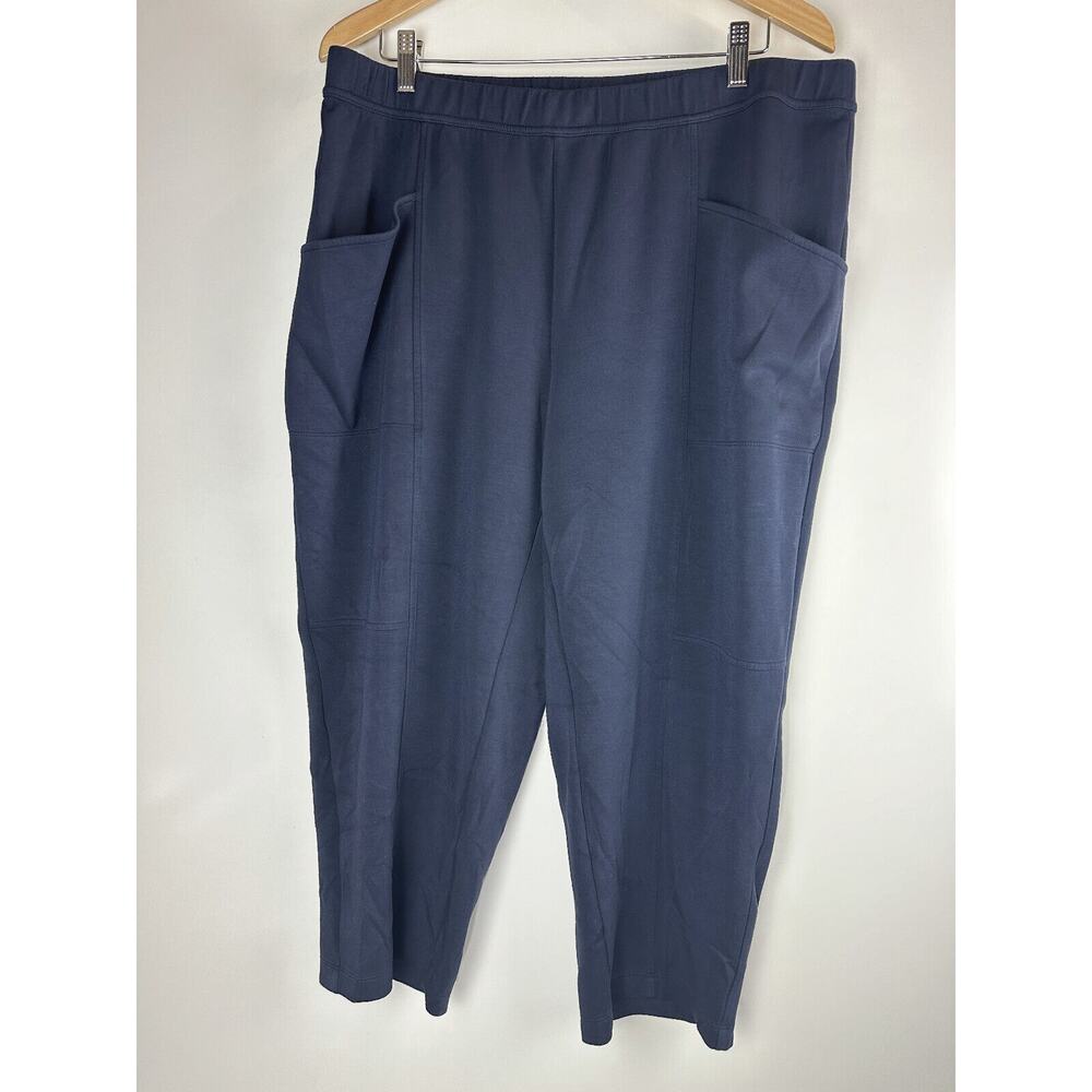 J. Jill Fit Sleek Double Knit Seamed Crop Pants Navy Blue Women's Plus Size 2X - Picture 2 of 13